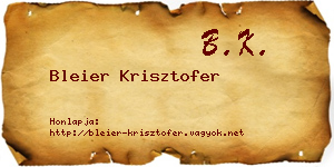 Bleier Krisztofer névjegykártya
